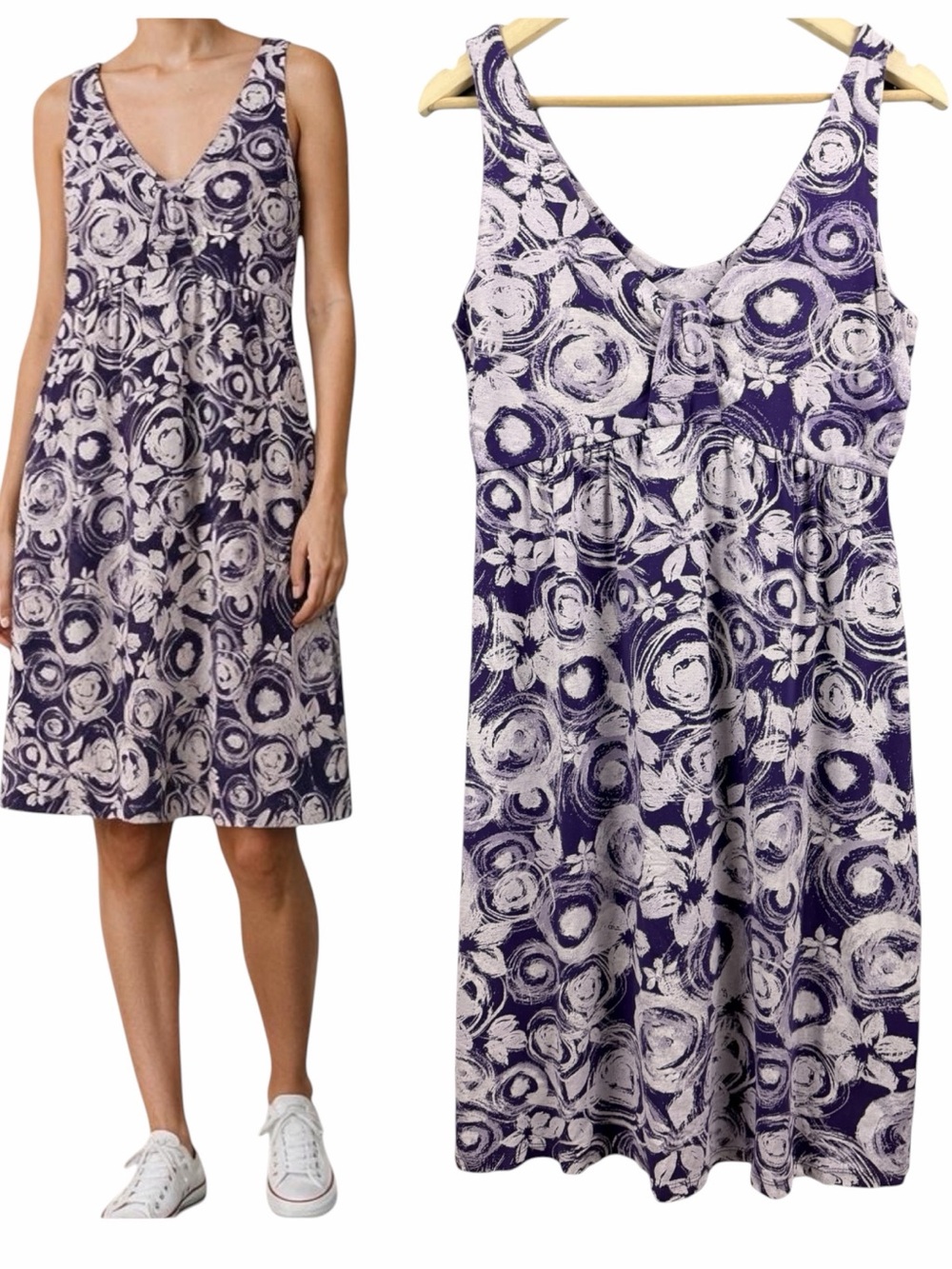 Fresh Produce Calypso Spotlight Tank Dress Swirl Floral Purple White Size Small